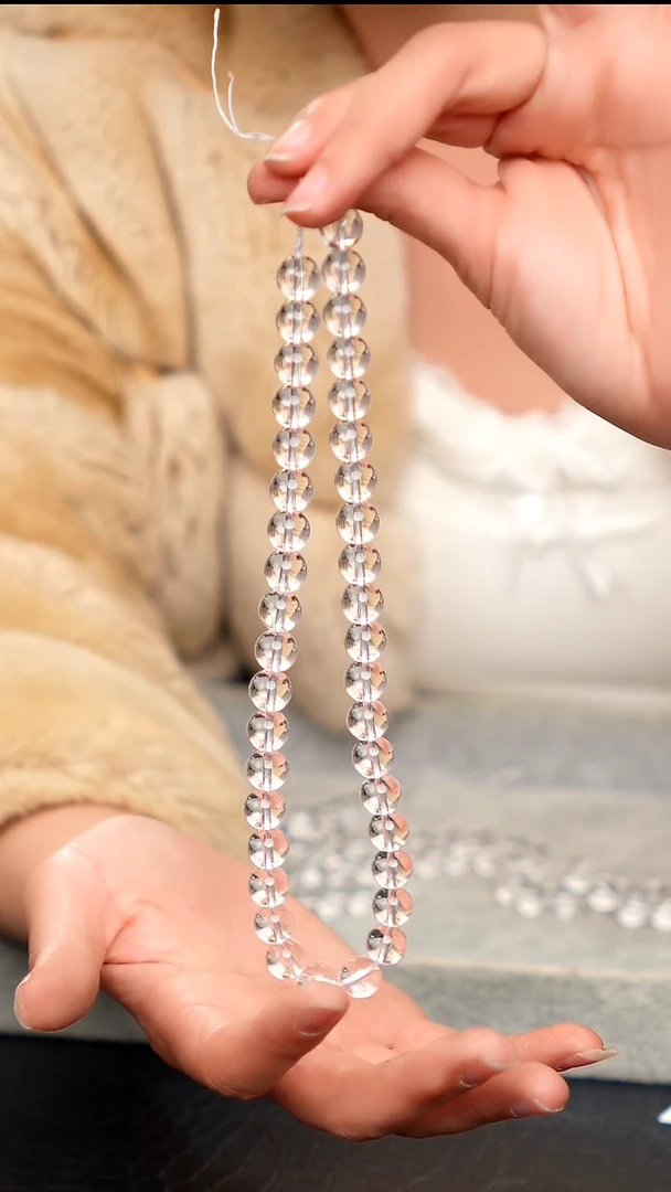 水晶摆件未镶嵌天然白水晶项链10mm