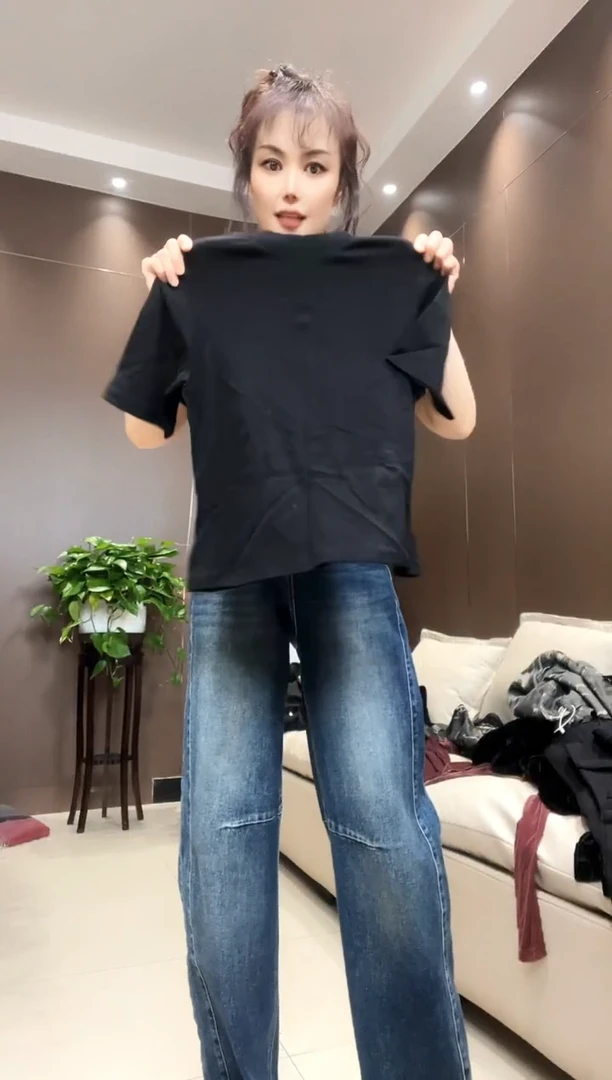 大漂亮黑色半袖M