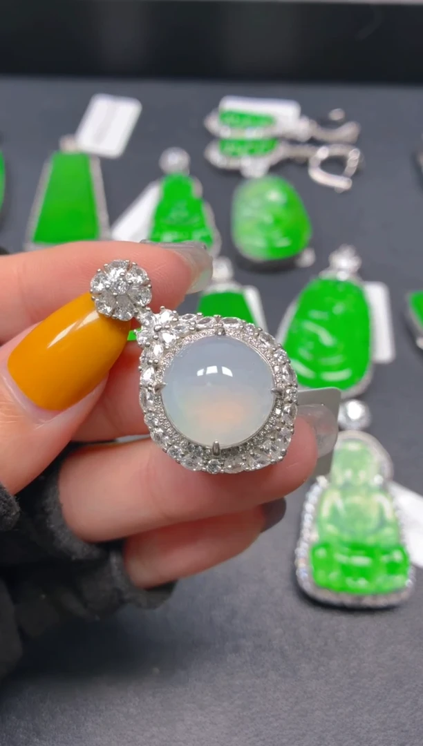 吊坠(不含链)银S925镶嵌翡翠1