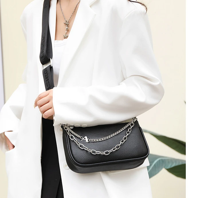 【头层牛皮】真皮女包手提单肩斜挎包链条20624