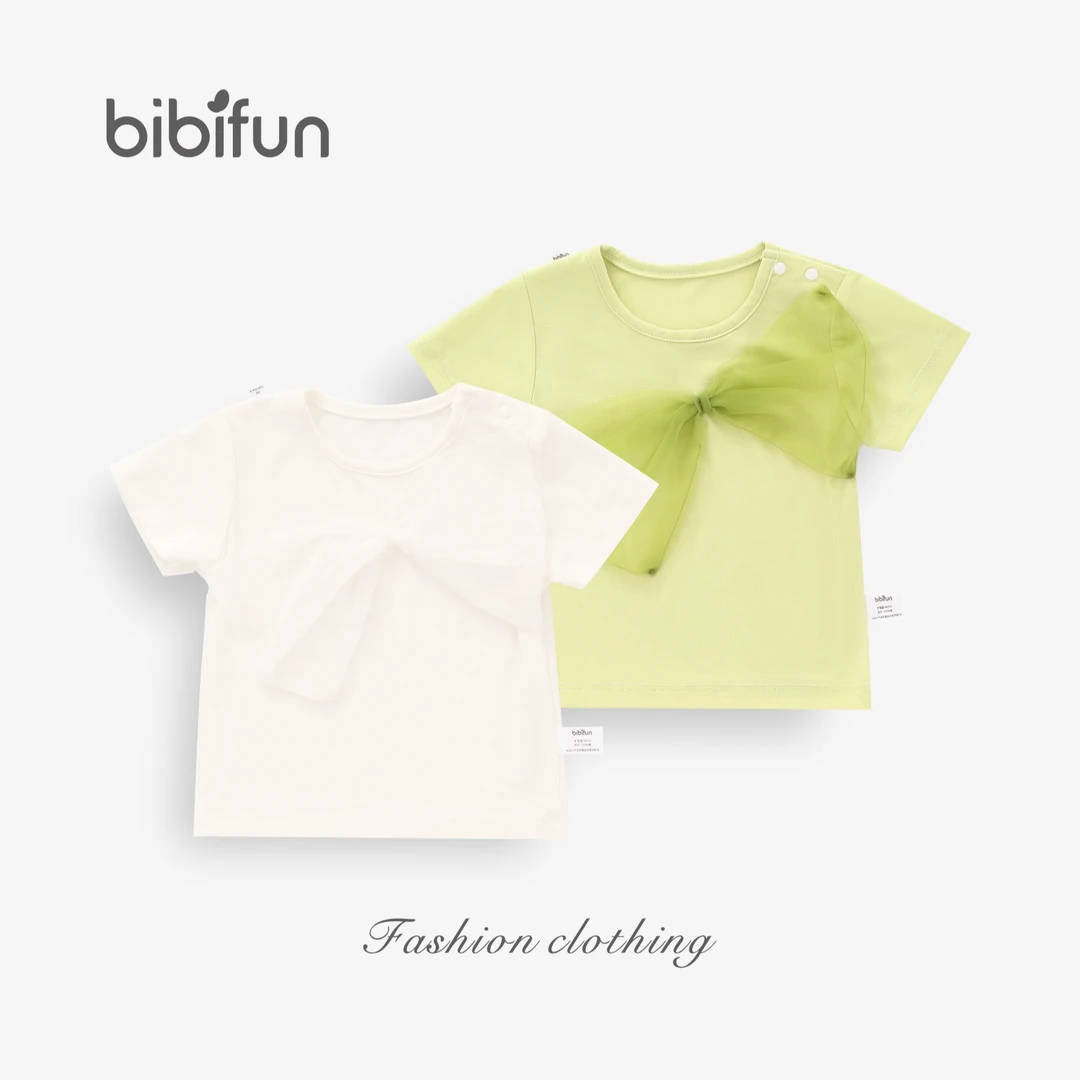 婴悦家旗下品牌BBF夏季女宝时尚洋气甜美百搭梦幻蝴蝶结短袖96266