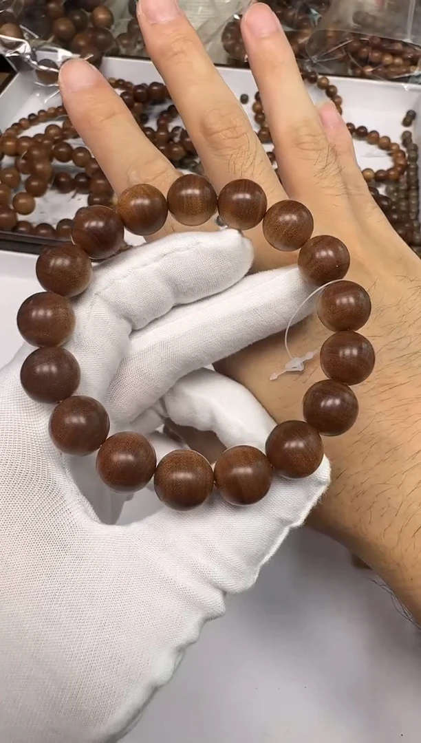 檀香木手串/手链老山檀香檀香王1.2单圈横纹黑肉沉水