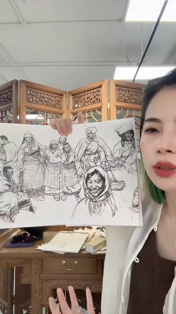 版画史国良《拉萨街头》墨稿