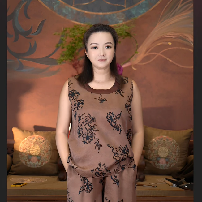 爱上莲心香云纱  浣花四经绞罗背心  新中式女士复古