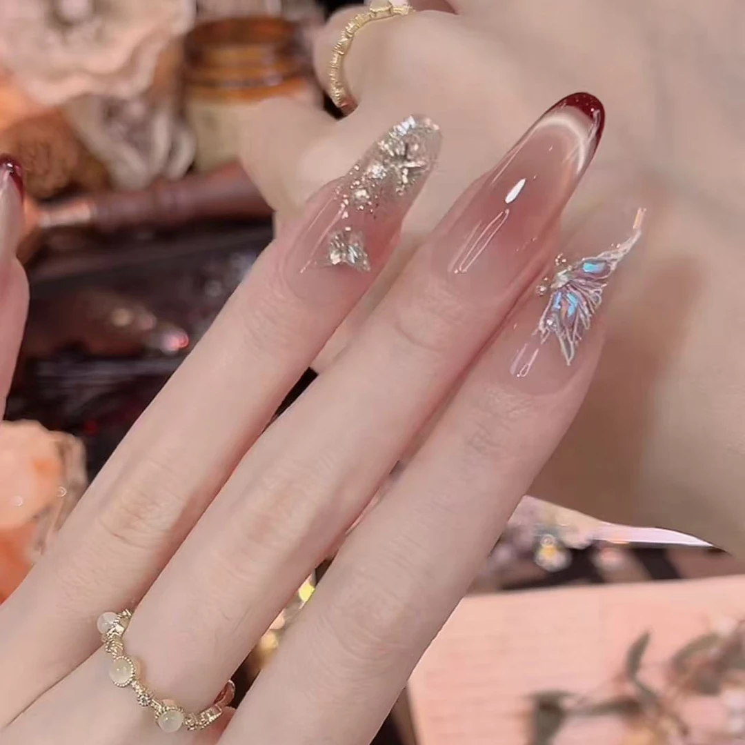 爆款蝴蝶- painted clear bow 纯手工穿戴甲 10片装