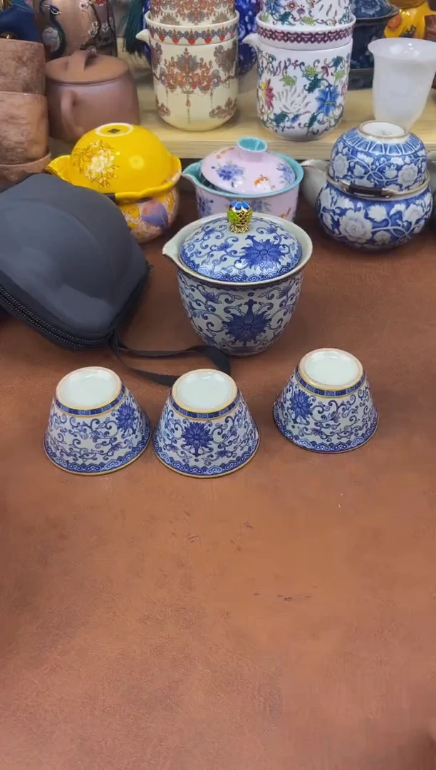 陶瓷茶具摆件旅行套组