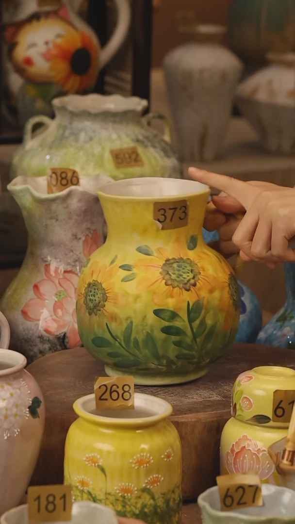 陶瓷373景德镇设计师手作花器摆件侘寂风