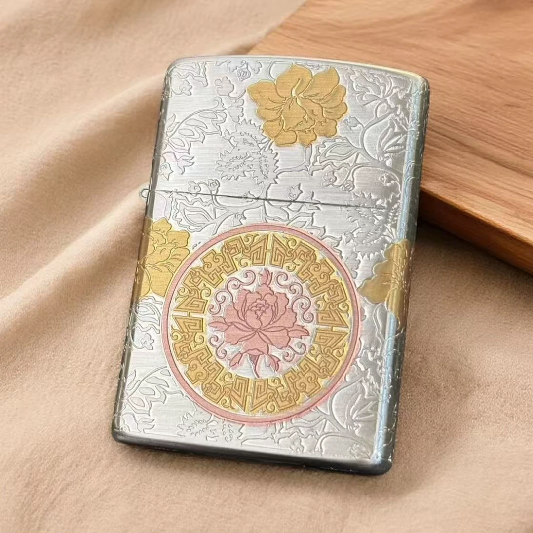 22二代富贵牡丹砂轮打火机【全新机无煤-油】