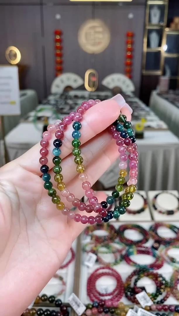 未镶嵌老矿碧玺三圈手串5mm+碧玺多样性发一条hon