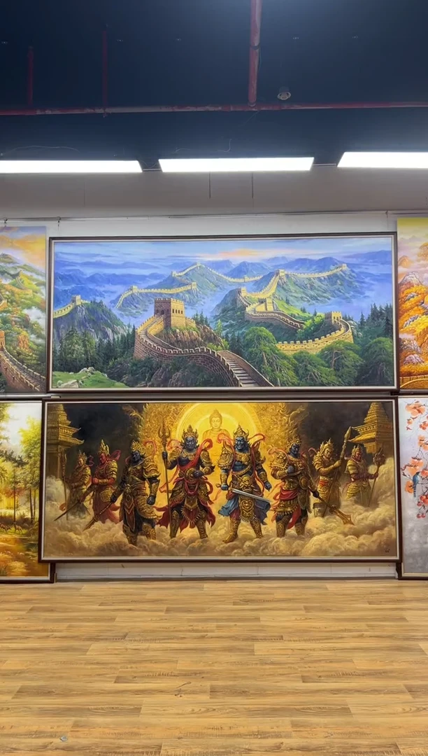 油画哈*哥八大金刚办公室客厅茶室玄关走廊家居挂画挂画油画版画