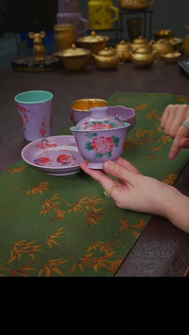 茶杯紫砂【宜景窑烟幕紫系列】盖碗