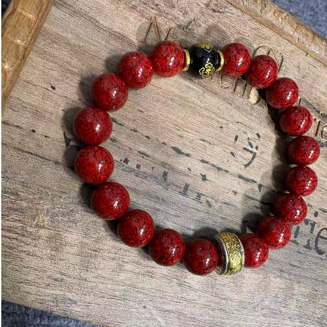 含辰砂工艺品MTYC 002 马年定制款晶体朱砂单圈手串（带礼盒）