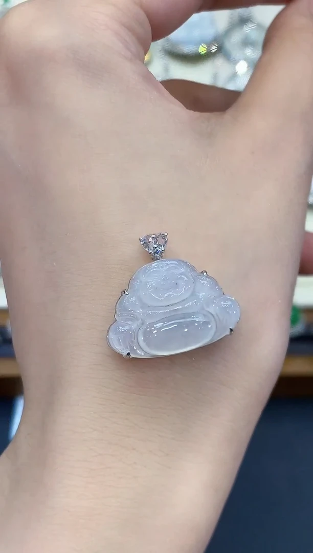 翡翠18K金镶嵌吊坠(不含链)B35