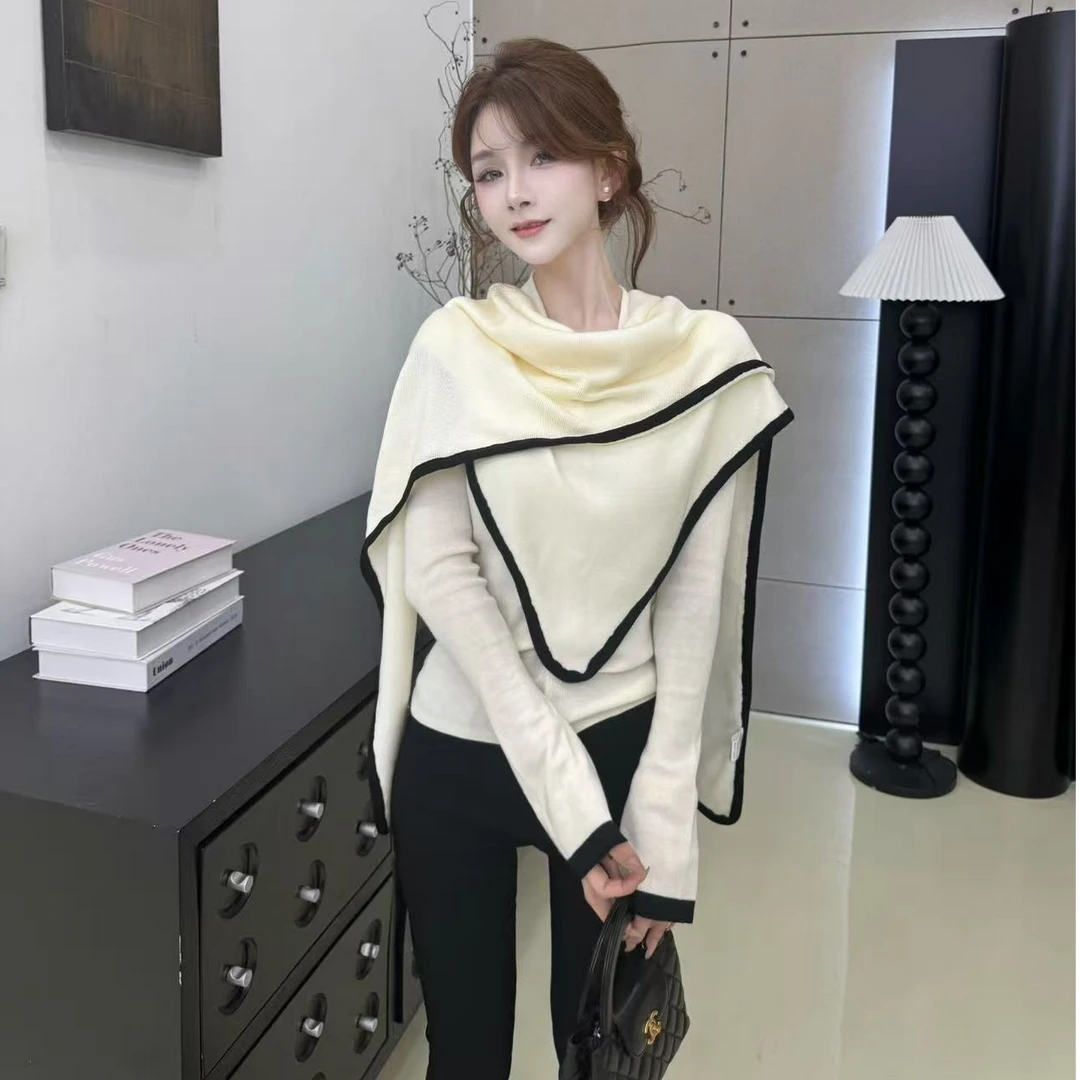 【穿搭小达人】小众设计感真两件三角披肩一衣三穿百搭时尚针织上衣