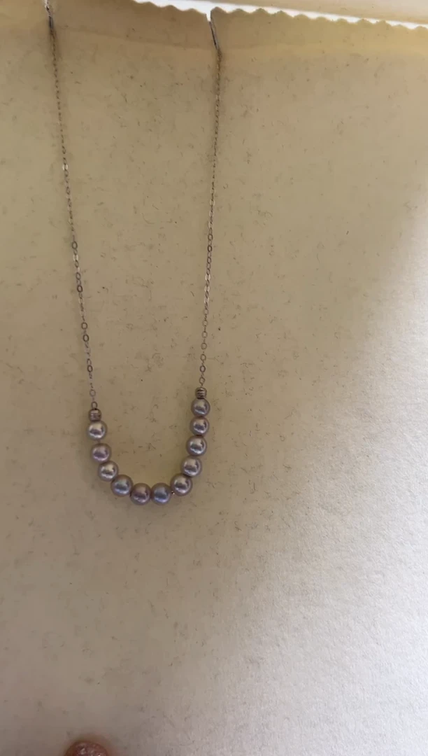 银S925镶嵌海水珍珠DA微笑链 xc088 4-5