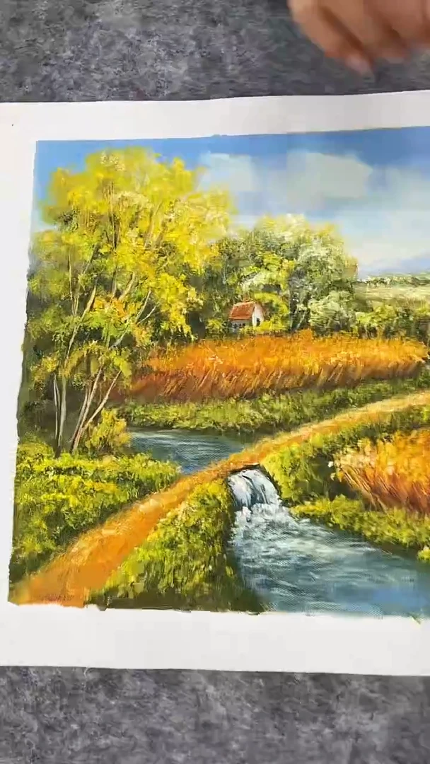 国画油画梅清-30x40-风景-带书