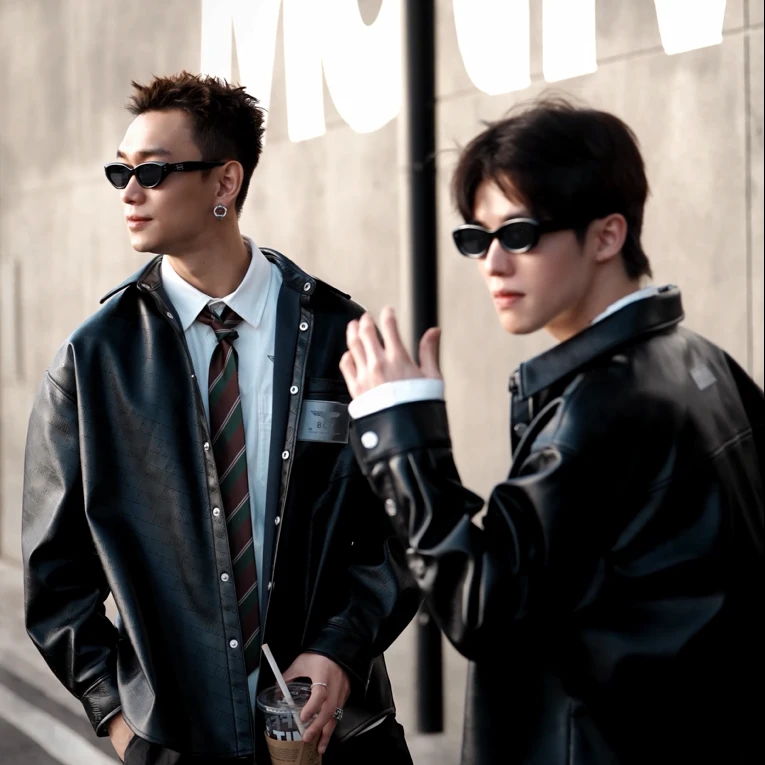 【玄纹漫镜】BOYLONDON春秋情侣同款朋克潮流时尚仿皮夹克N44003