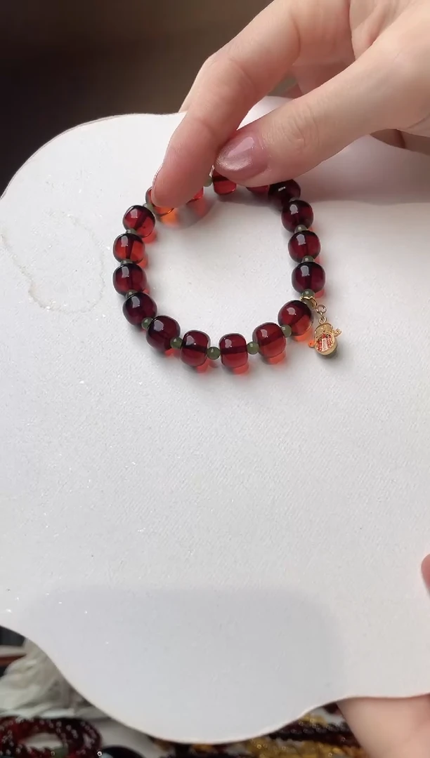 裸石琥珀未镶嵌10+ 血珀老型珠手串设计款