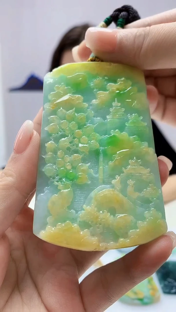 定制翡翠未镶嵌4829ms-毛货46山水