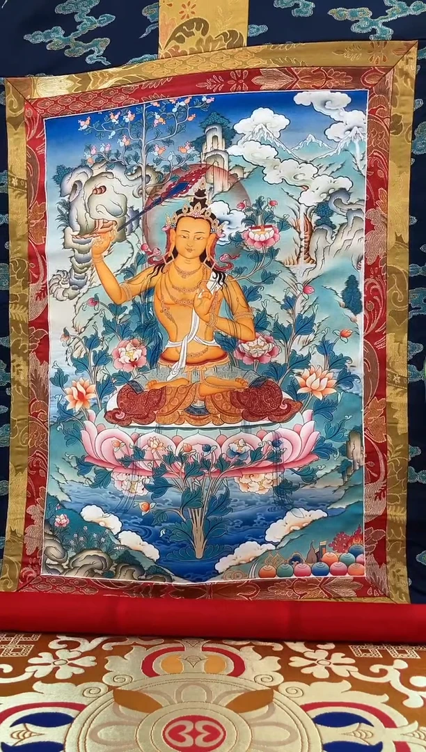 卷轴画1.3蓝色水波   文殊  302