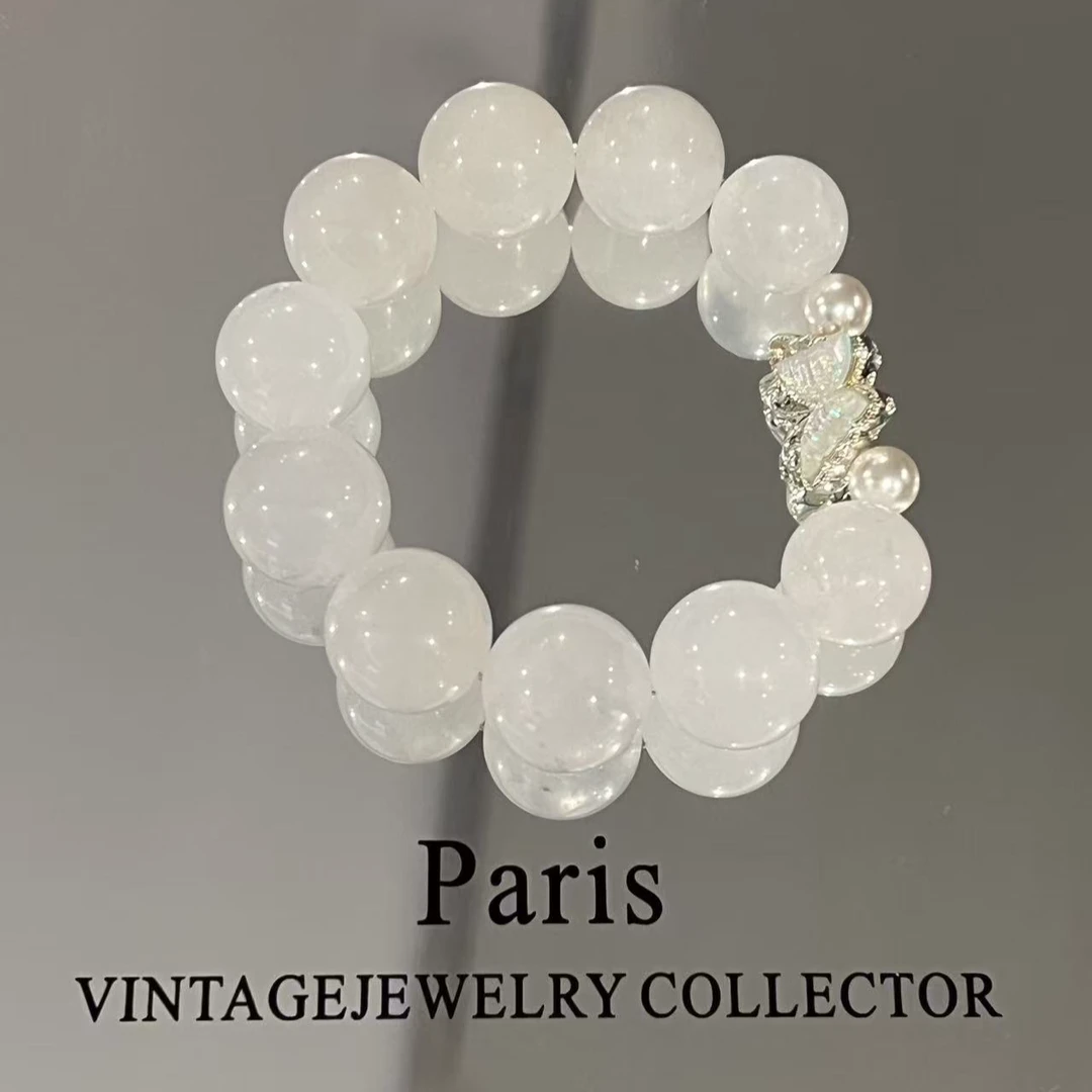 【炘喜】天然白水晶白幽灵手串多样性发货 发其一   xy00157