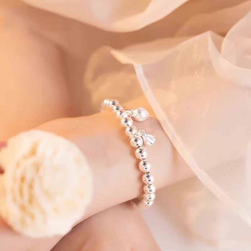 足银手链 两世欢亮面珠手串