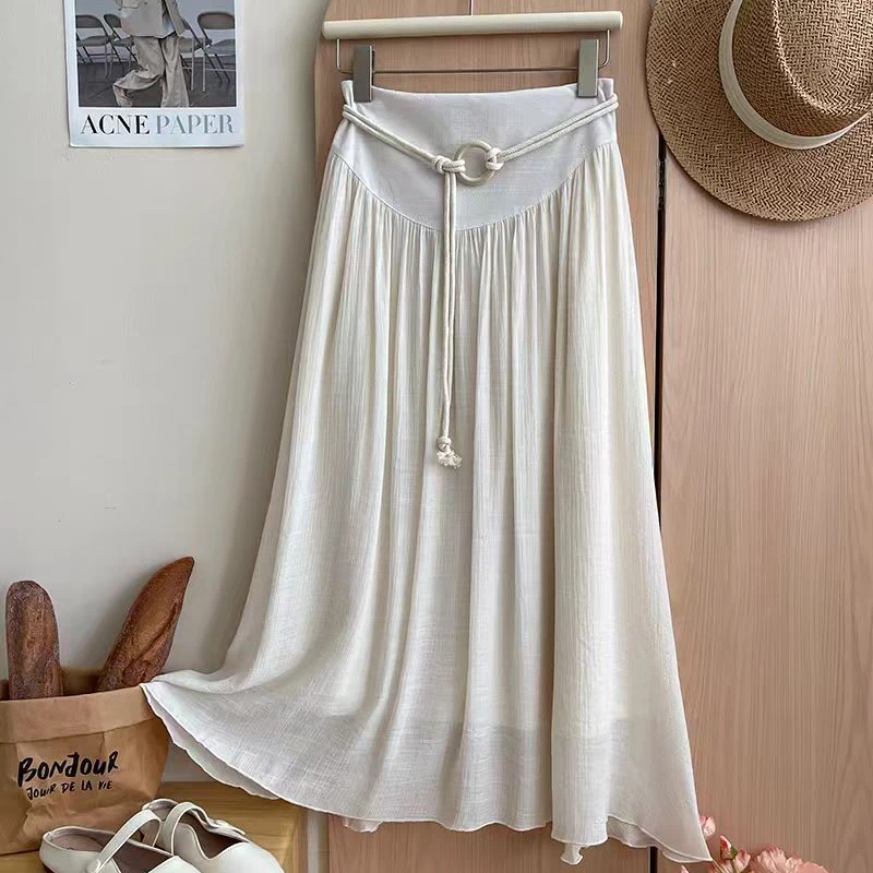 法式慵懒a字大摆半身裙女夏新中式遮胯休闲度假长裙