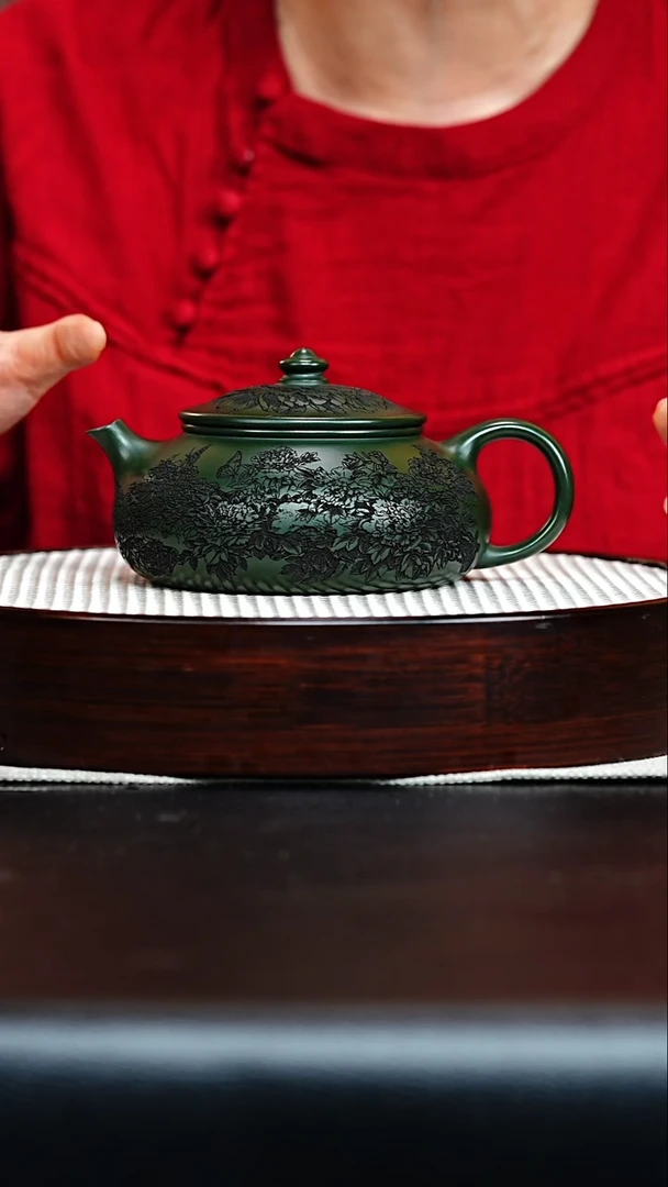 茶壶紫砂寒江 绿泥 苏萍 h418