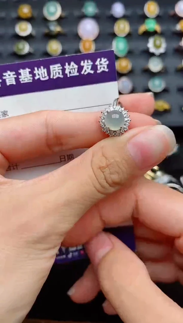 银S925镶嵌戒指翡翠1
