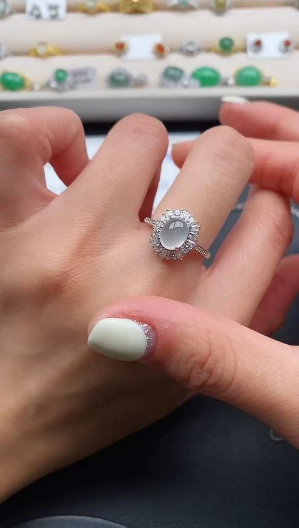 银S925镶嵌戒指翡翠666666+1