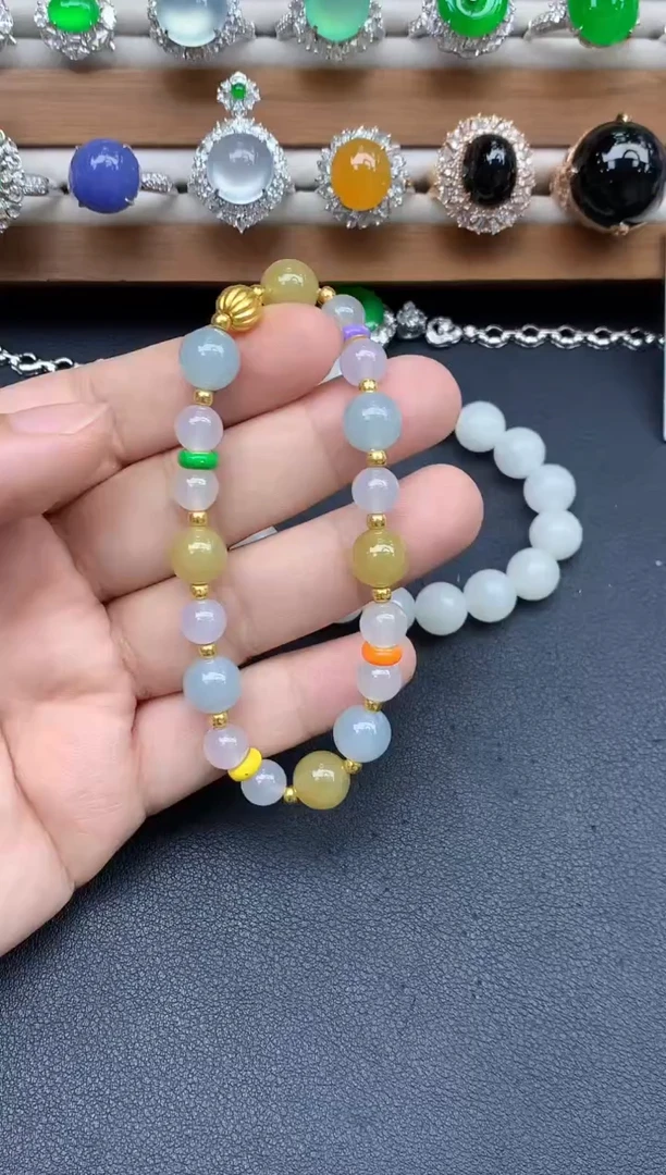 足金镶嵌手链翡翠430-中国好珍宝