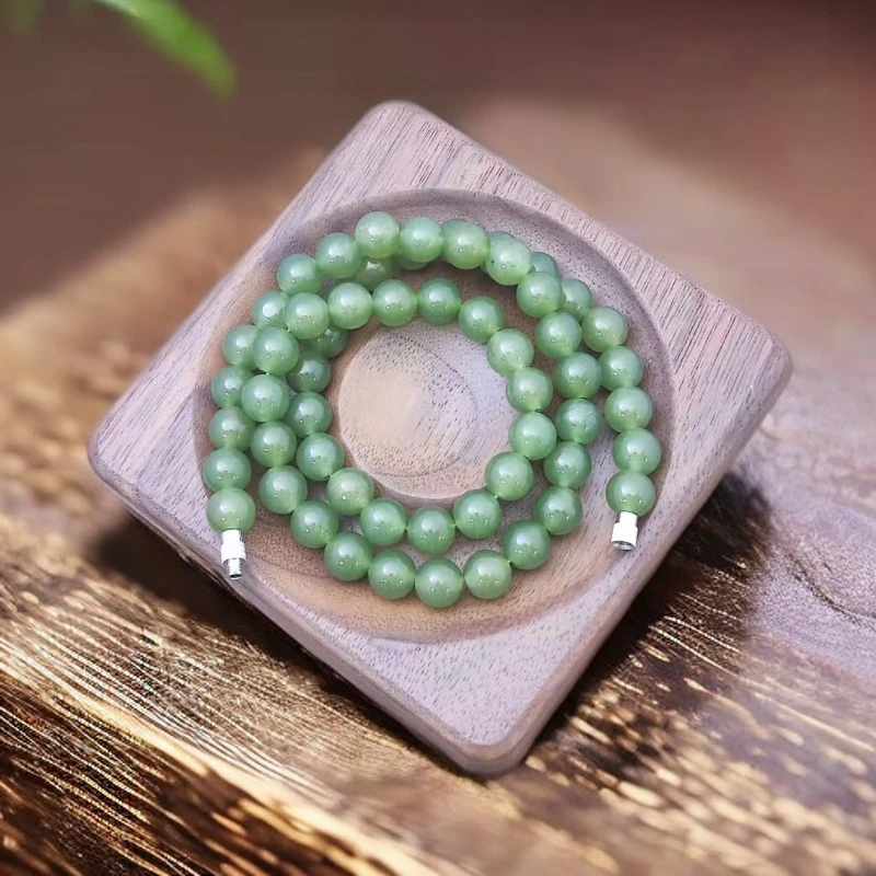 【恩琪珠宝】新疆若羌产地天然玉石 073 新疆料粉青8mm