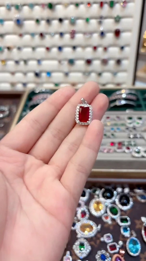 颈饰银S925镶嵌红宝石红宝石吊坠