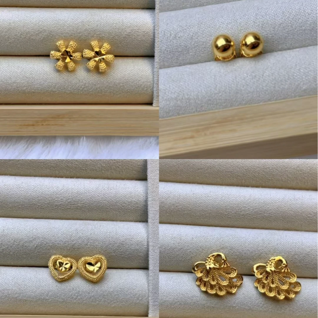 铜合金耳饰 时尚百搭网红款耳钉轻奢金色简约气质精致精美不掉色