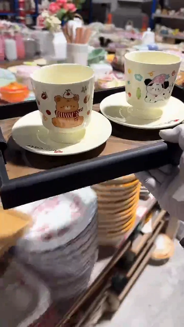 陶瓷2套高脚杯碟不带木托盘微瑕 凑满20元包邮