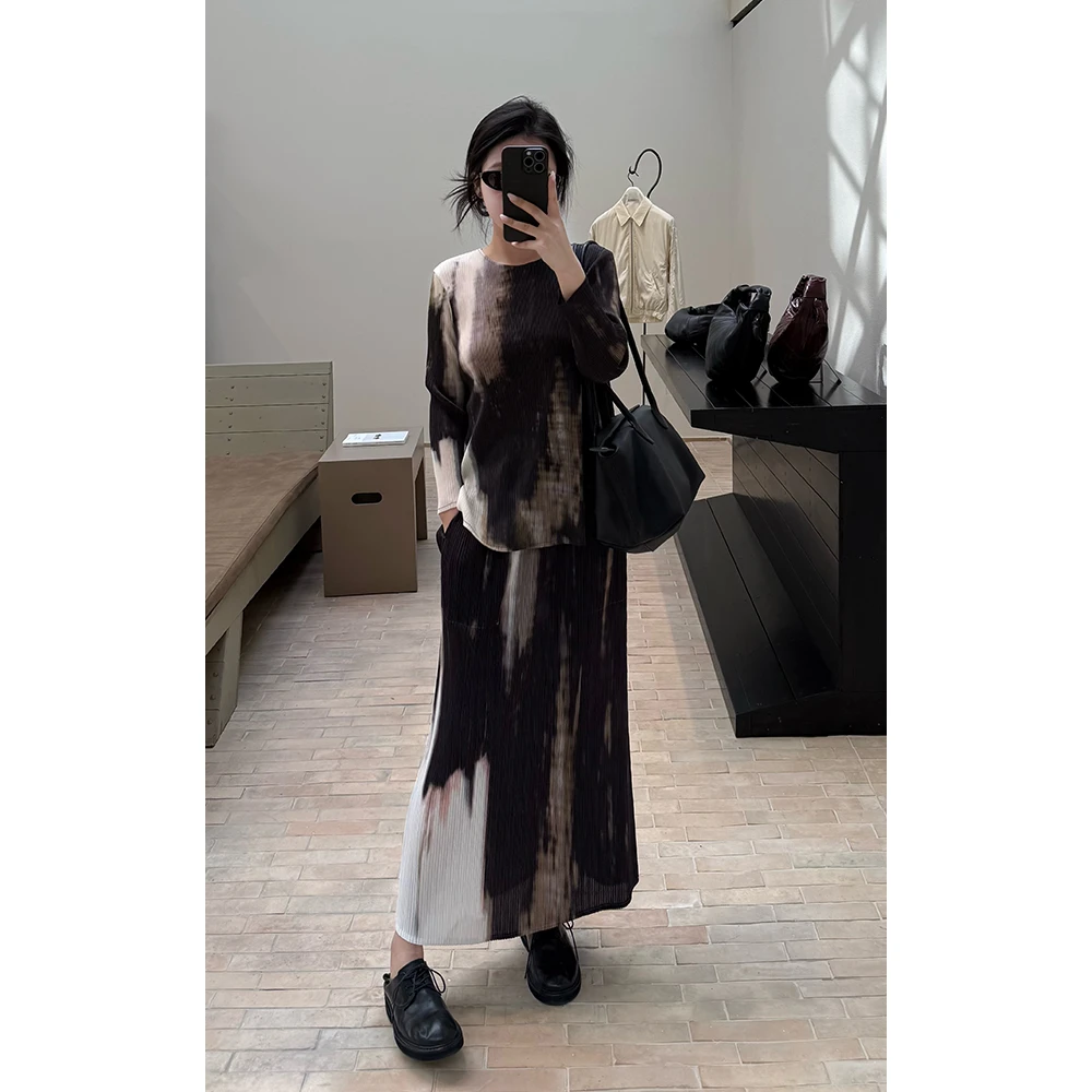 LA CALLA晕染三宅压褶长袖T恤/半身裙YY-AAI6037