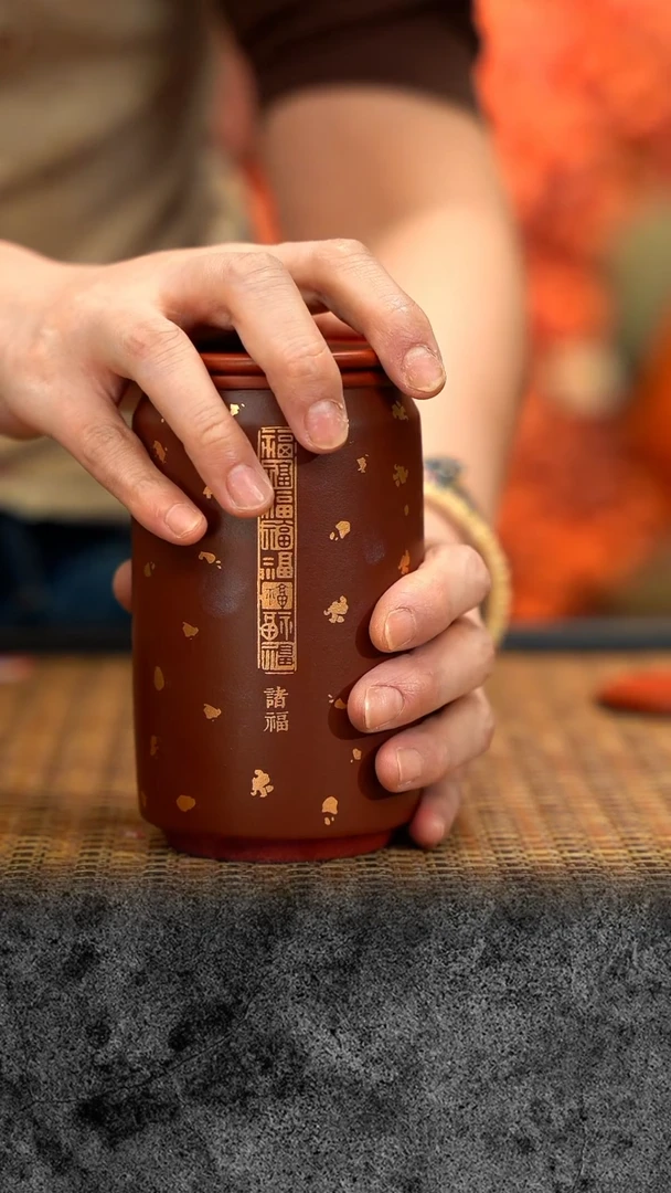 紫砂 宜兴紫砂   易拉罐保温杯 红