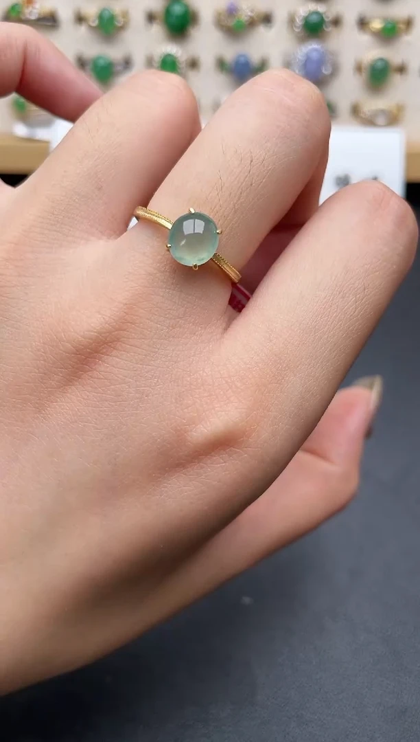 翡翠戒指银S925镶嵌一物一证一礼盒