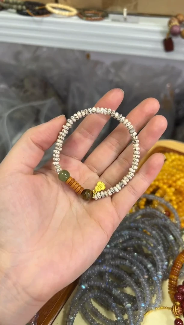 【闪购商品】菩提手串未镶嵌星月菩提和田玉设计款手链[0534]