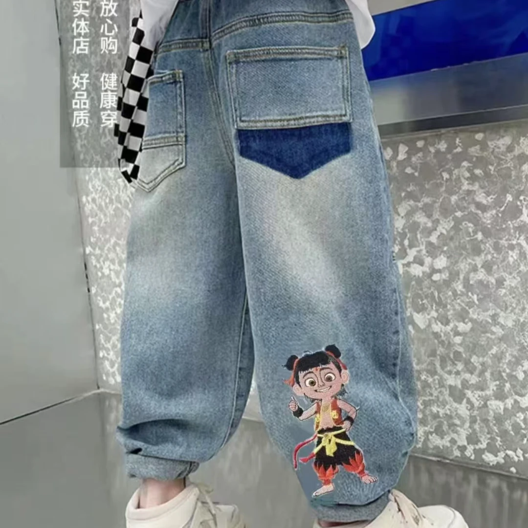 【高定哪吒】2025新款爆款韩版洋气潮流休闲儿童中大童牛仔裤00022