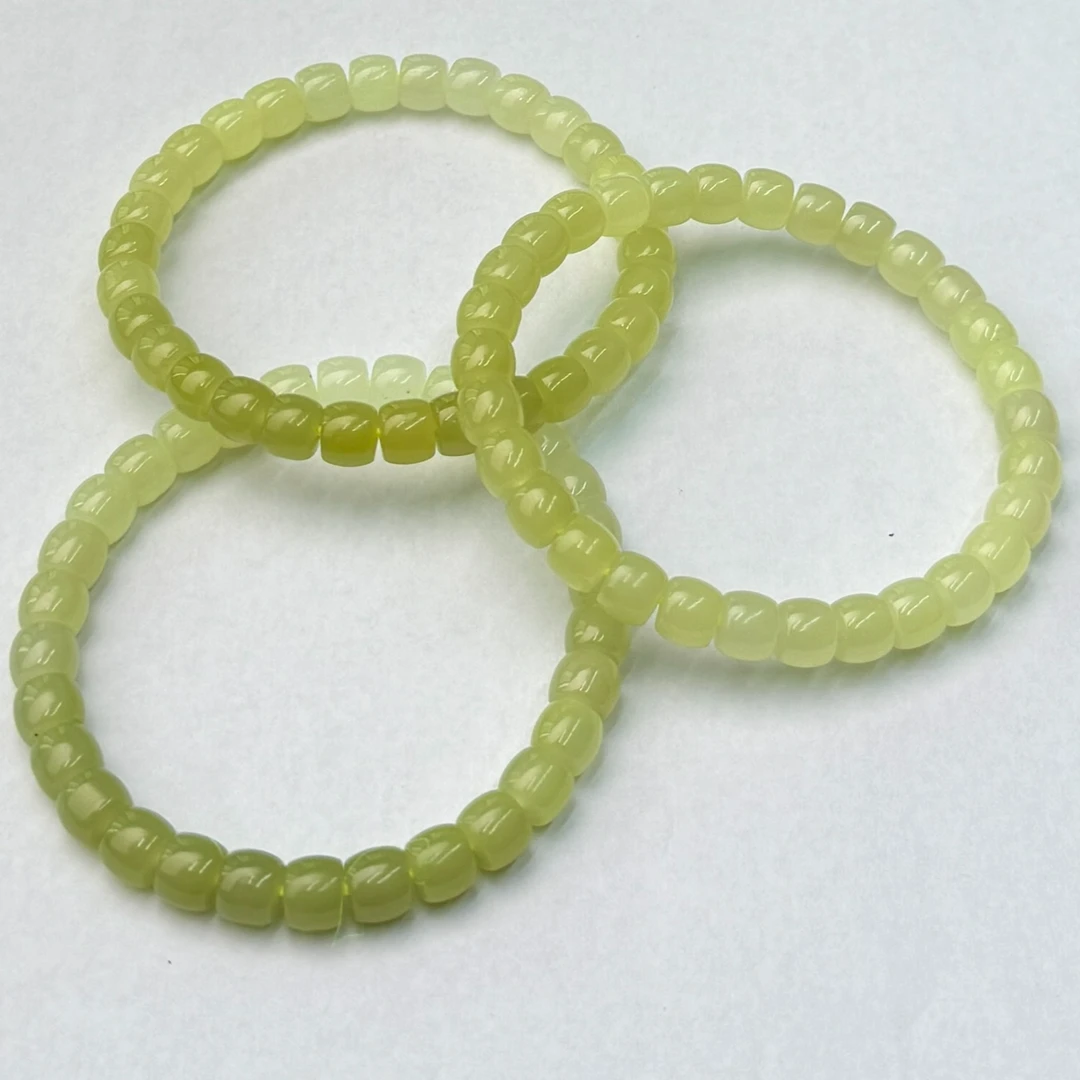 约7mm和田玉黄口渐变精工直切手串多样性发一