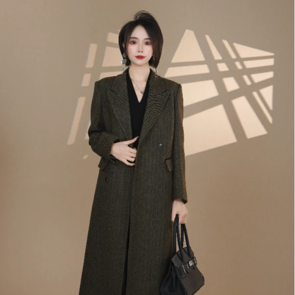 松林绿长款冬季大衣83775