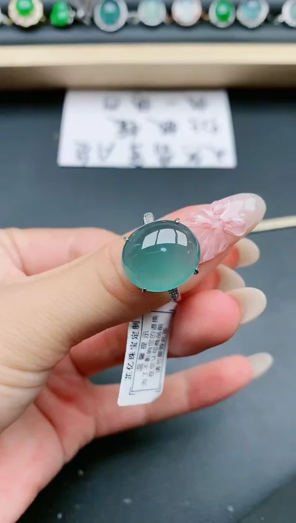 翡翠戒指银S925镶嵌111111