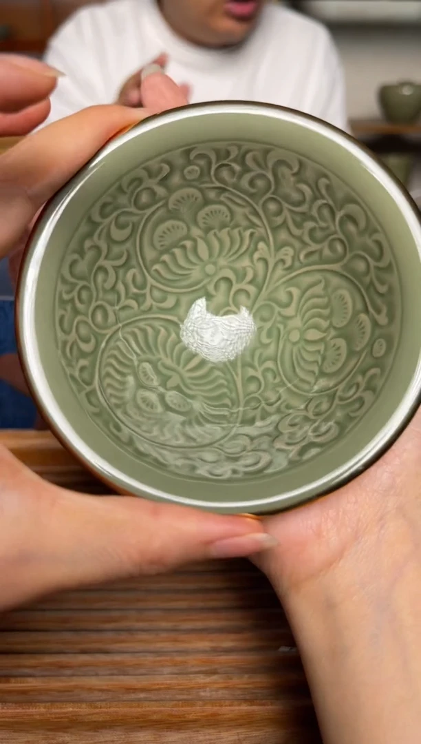 其他耀州窑菊纹描金斗笠盏