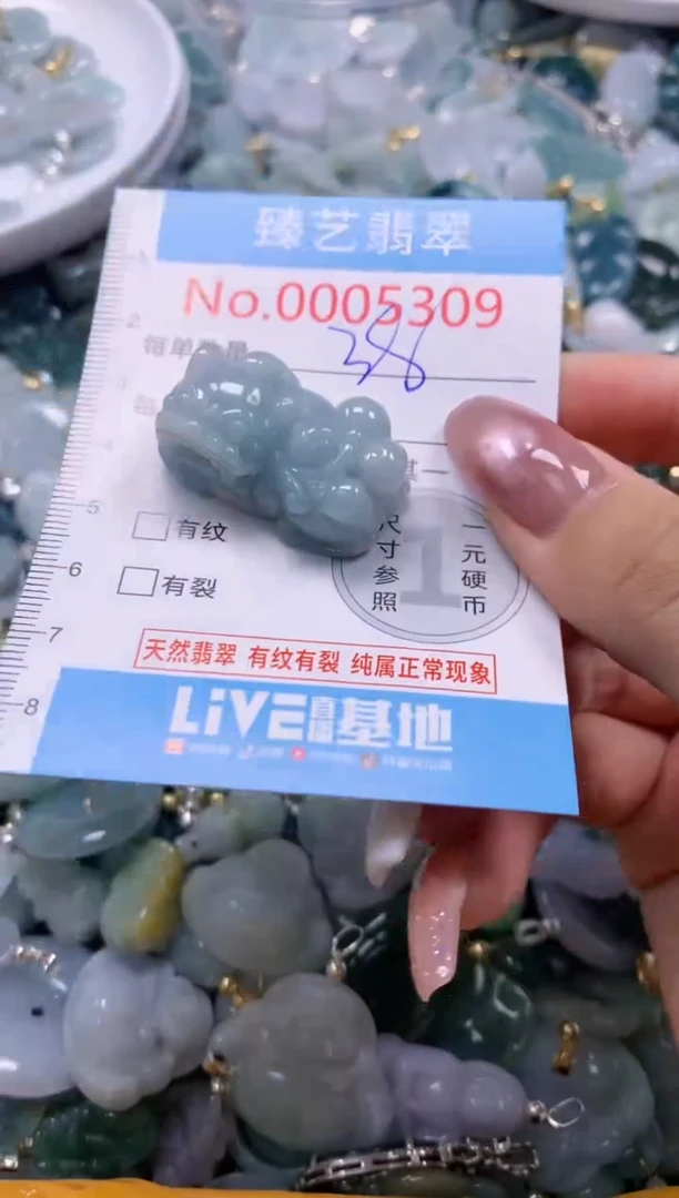 翡翠未镶嵌颈饰含绳0005309