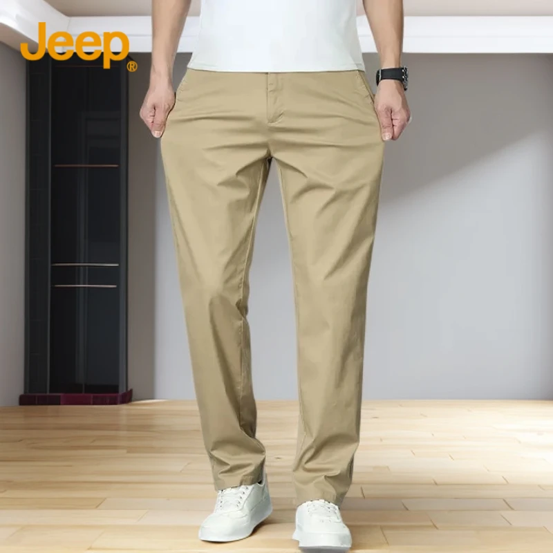 JEEP/吉普春夏薄款高端美式工装休闲男士宽松直筒长裤
