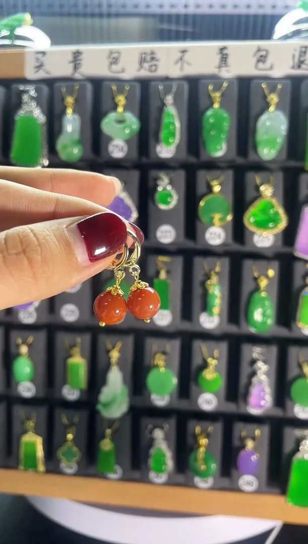 【闪购商品】南红玛瑙耳饰银S925镶嵌343.