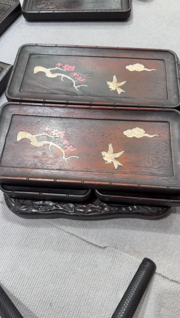 木螺钿镶嵌 喜上眉梢茶盘