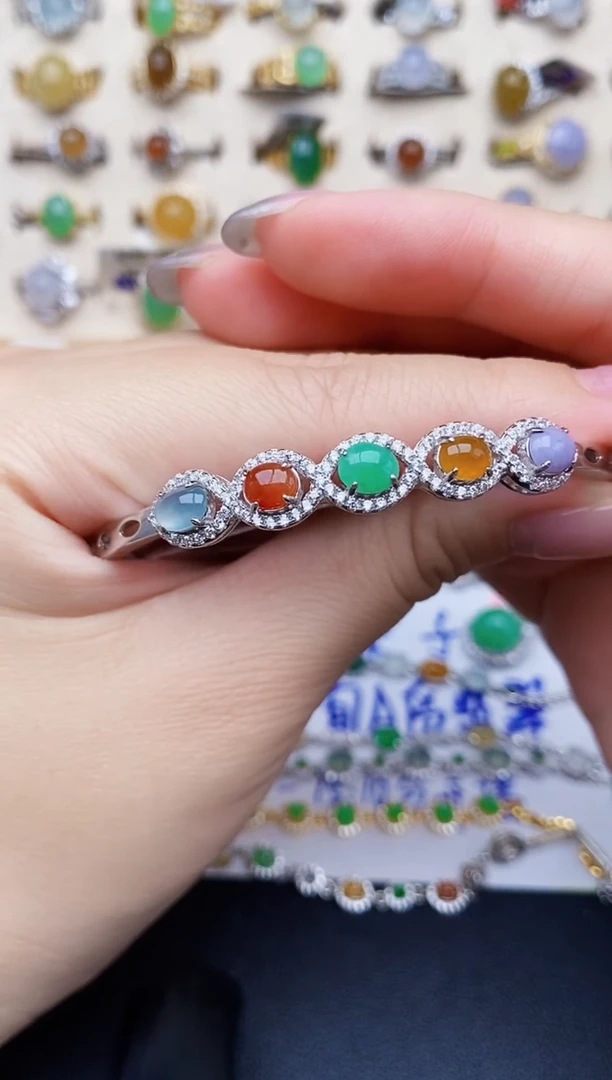 银S925镶嵌戒指翡翠0093