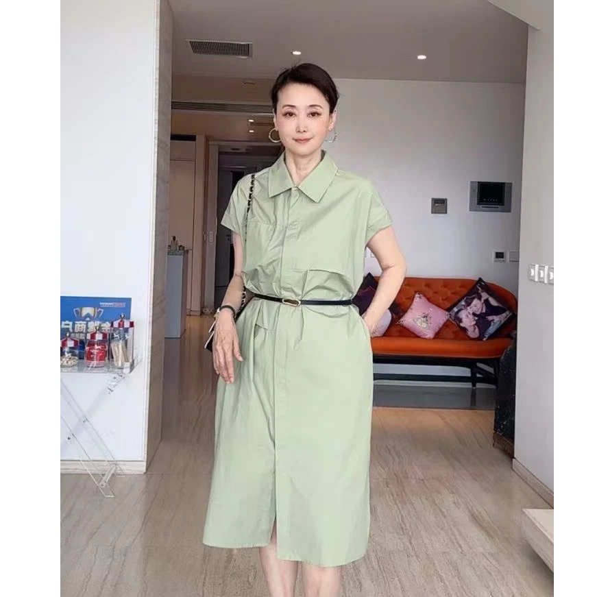 【维姐精选】YH 不对称压褶衬衫式连衣裙